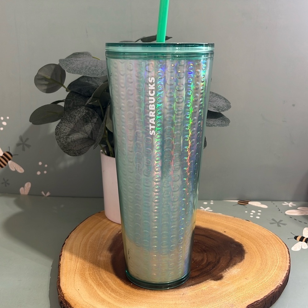 Starbucks 2020 Mint Green Bubble 24 oz Cold Cup Tumbler iridescent Venti 24oz